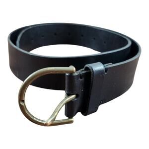 American Eagle Leather Belt Mens M Black Genuine Cow Leather Brass D-Ring Buckle